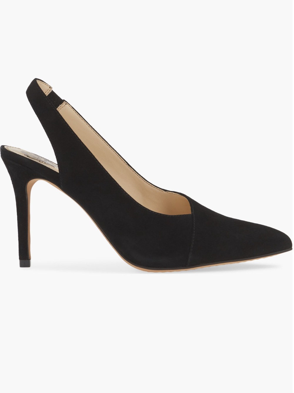 Vince Camuto Black Suede Alleema Slingback Pointed-Toe Pumps - Picture 2 of 10